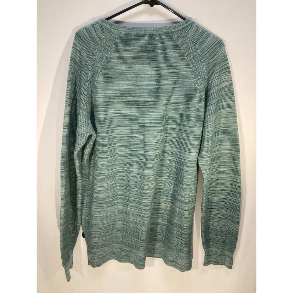 Gabbiano Mens Crewneck Knit Sweater L Green Blue Melange Space Dye Pullover